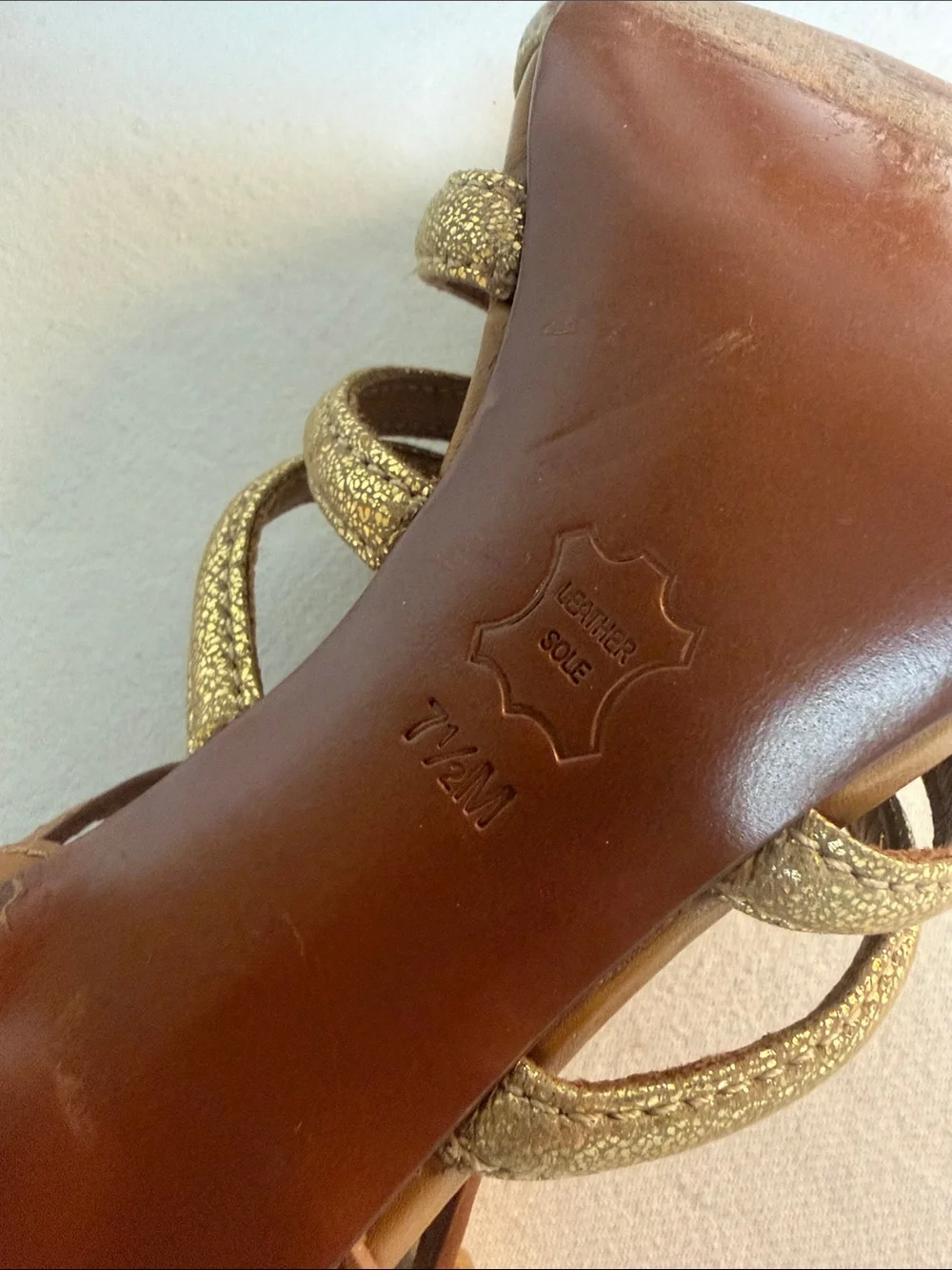 Tory Burch Tan Leather Sandal with Gold Straps